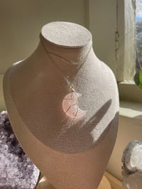 Image 3 of Rose Quartz Silver  Moon Necklace