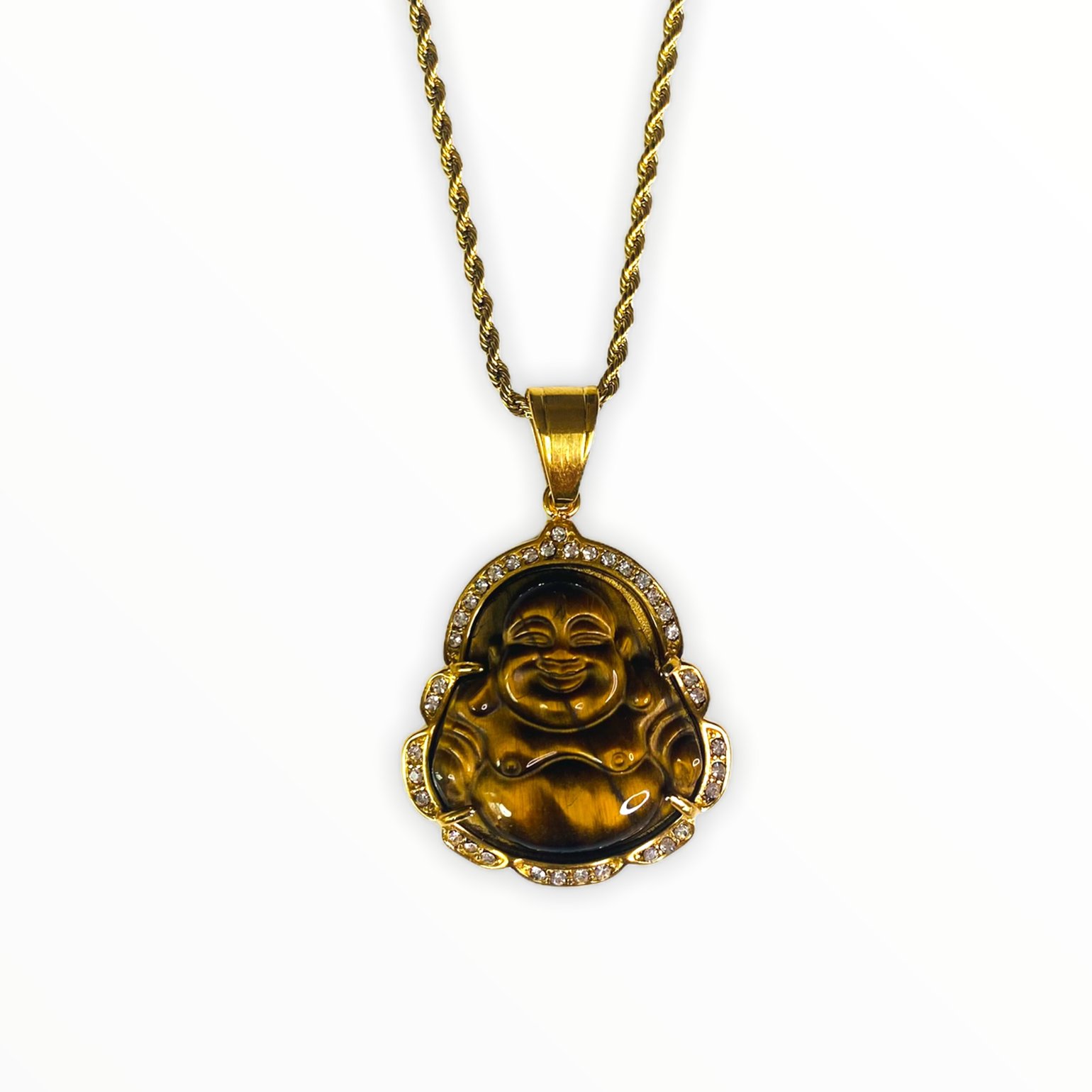 Image of Tigers Eye “Happy Buddha” Necklace