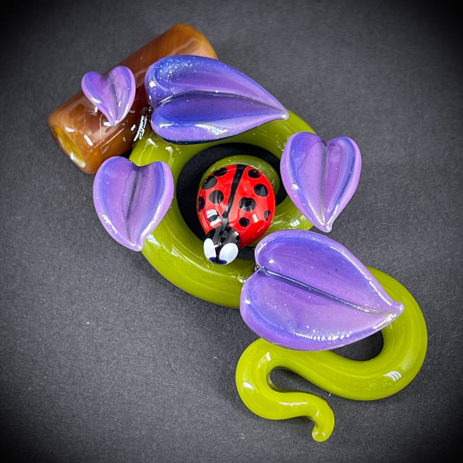 Image of Purple Leaves & Ladybug Vine Pendant