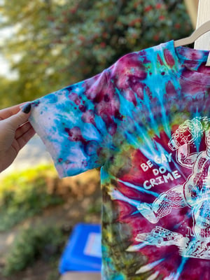 Image of SMALL Godzilla Be Gay Do Crime Tie Dye Shirt 3