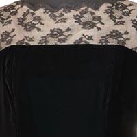 Image 6 of Vintage 70s Black Velvet Lace Floral Overlay Midi Dress - Size M Women’s - With Tag