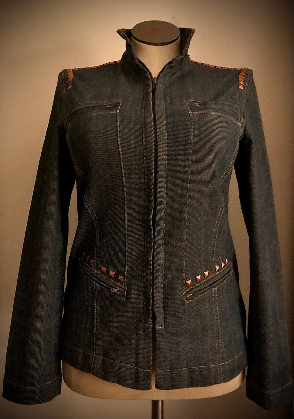Upcycled denim “METALLICA” zip up jacket