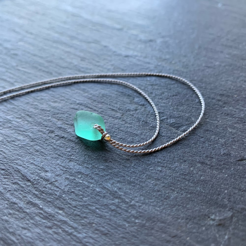 Image of Tiny aqua sea glass necklace or bracelet