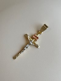 Image 3 of Men's Gold Plated Two Tone Small Cross (Pendant Only)