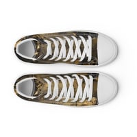 Image 7 of Black and Gold Tattered Textured Look Goth Women’s high top canvas shoes