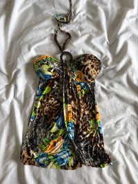 Image 7 of Vintage Y2K Italian animal and floral halterneck with o ring detail 
