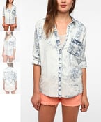 Image of Acid Wash Button-Down Shirt