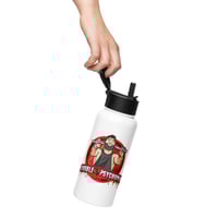 Stainless steel water bottle with a straw lid