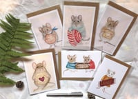 Image 1 of 5 pack of cute mice greeting cards 
