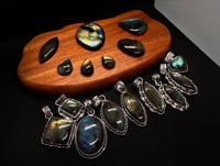 Multi Fire Labradorite Mix Shape Cabochon Pendant Necklaces