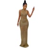 Alex Crystal Rhinestone Mesh Maxi Dress 