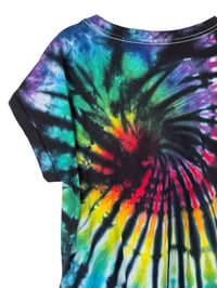 Image 8 of L 100% Cotton Short T-Shirt Dress with Pockets in Rock-n-Roll Tie Dye