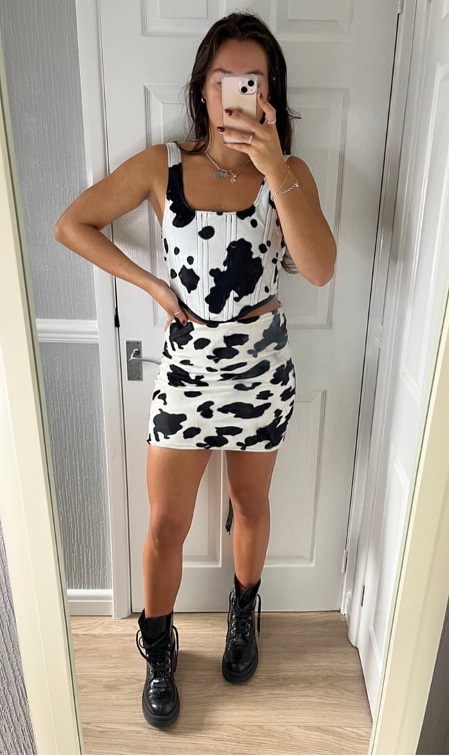 multiple animal prints* Velboa mini skirt