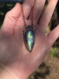 Image 1 of Electroformed labradorite and kyanite necklace.