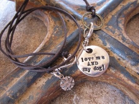 Image of "Love me and my Dog" Charm or Dog Bauble Pewter