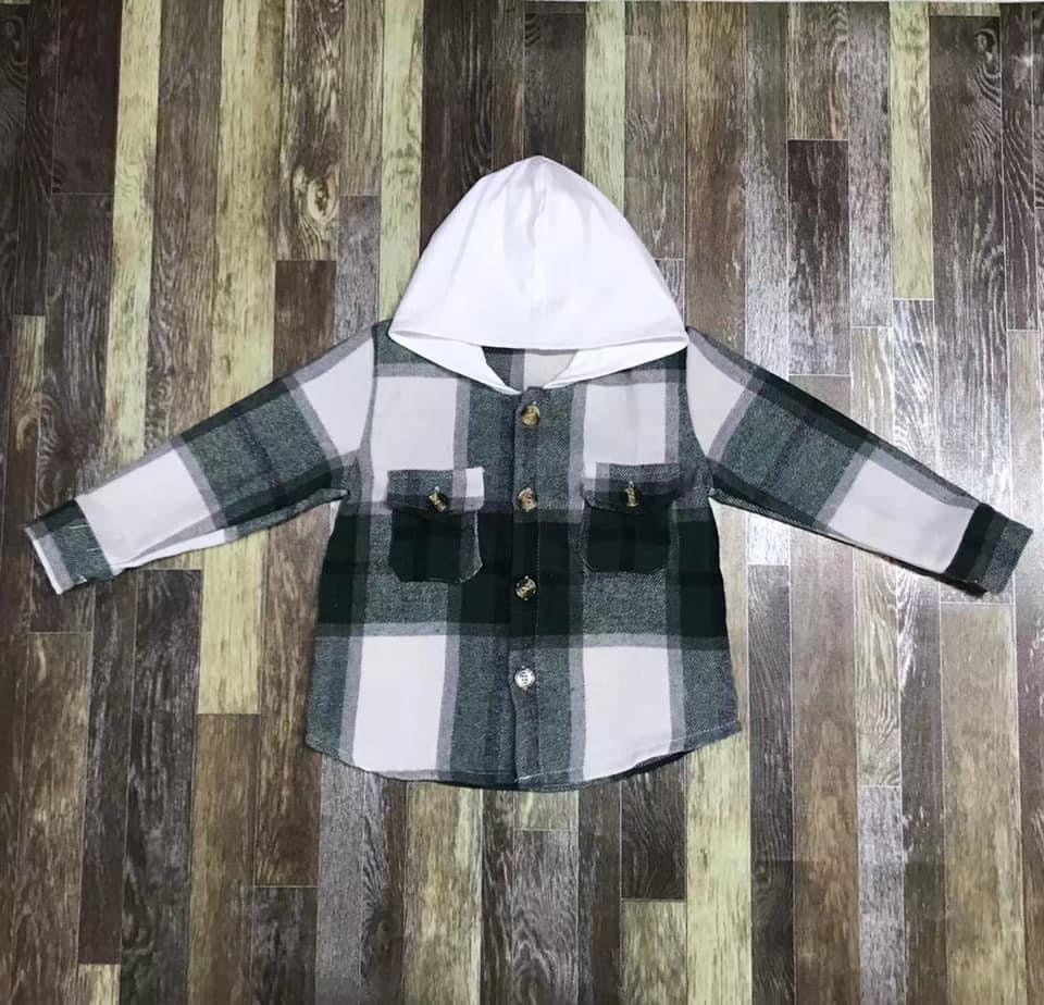 Image of flannel jacket with hoodie 