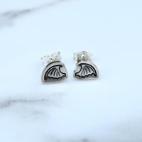 Image 1 of Handmade Bat Wing Stud Earrings Sterling Silver