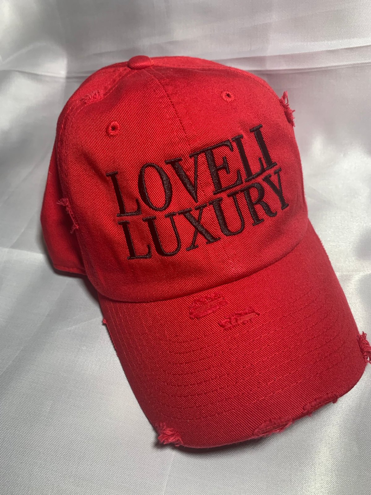 black and red dad hat