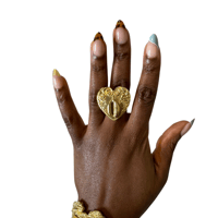 Image 3 of Divine Flow// Brass Cowrie Heart Ring