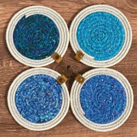 Image 7 of SEWING - YOUR CHOICE - Set of 4 Rope & Fabric Coasters