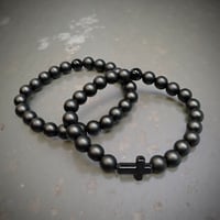 Image 2 of Wordsmith Collection Bracelets -Black Onyx Beads, Black Cross Bead Bracelets