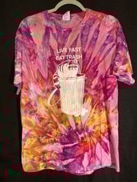 Image 1 of Large Live Fast Eat Trash Tie Dye Shirt 1