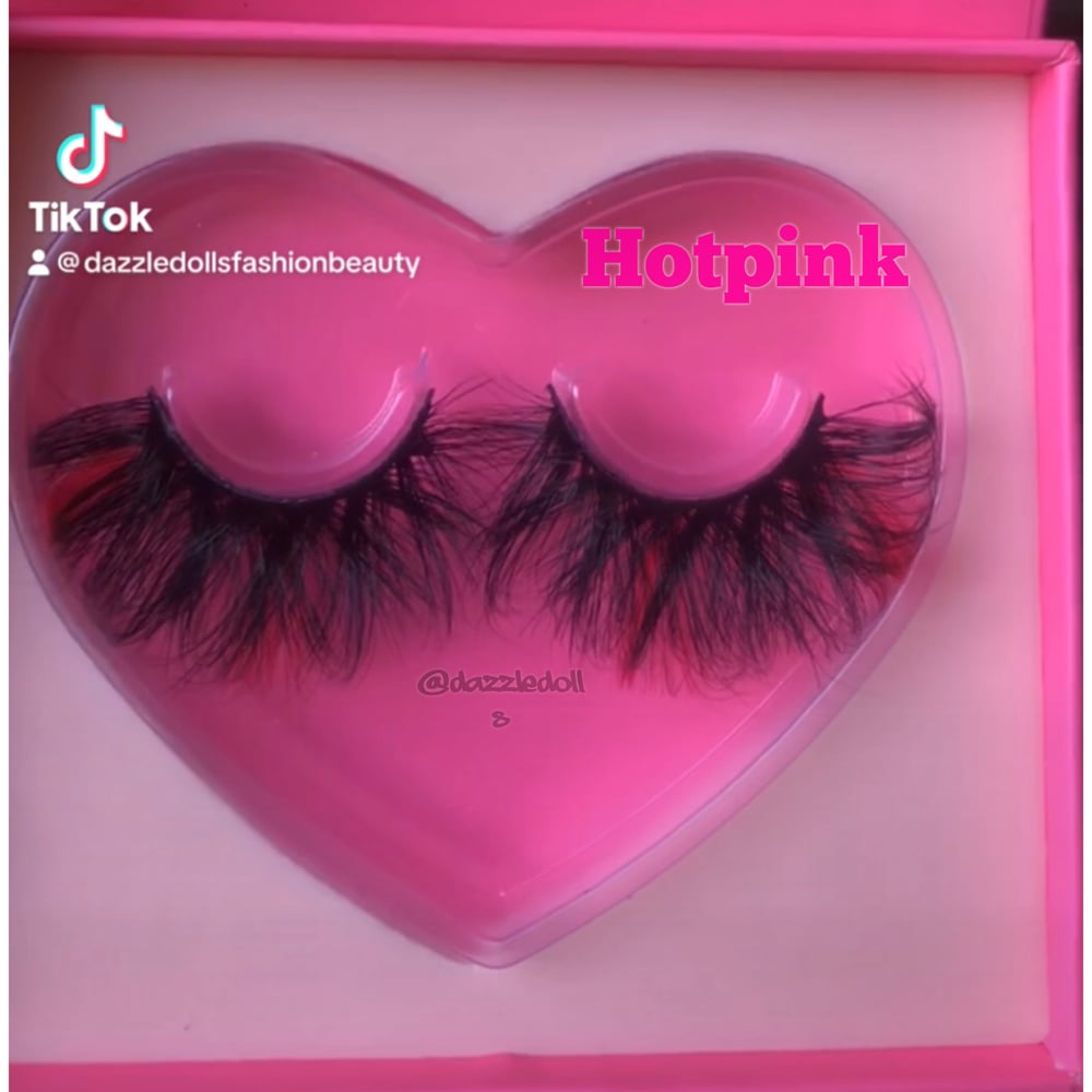 Image of Hotpink coloured lashes-love heart box