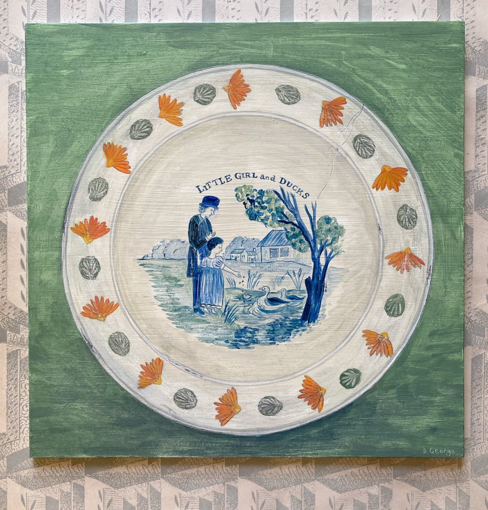 Image of Little Girl and Ducks 