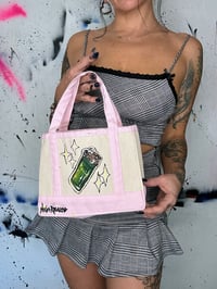 Image 3 of “SMOKE TOTE” CUSTOM PAINTED MINI TOTE 8”x6.5”x3” wide