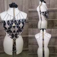 Image 3 of BANDANA top (glittery black and silver)