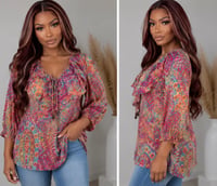 Image 1 of New PM Ralph Lauren Ruffled Top #1207*8