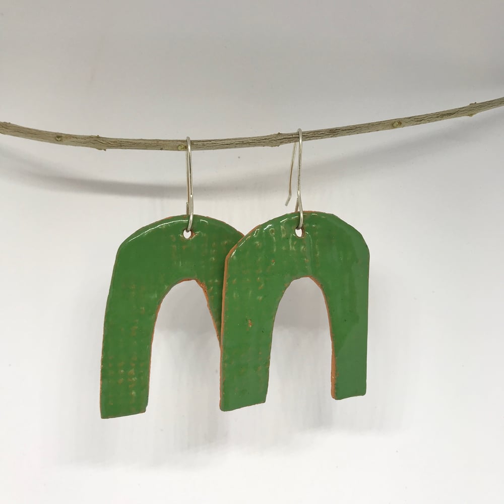 Image of Grass Green Arch Ceramic Earrings