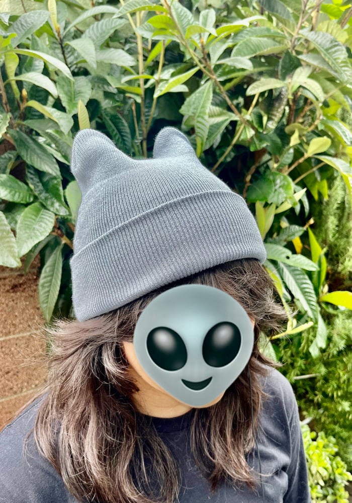 Image of Grey Cat Ear Beanie (Stretchy)