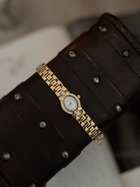 Image 7 of Elgin Gold Tone Crystal and mother of Pearl on dial 