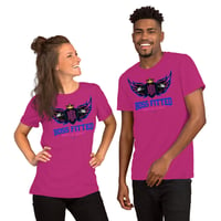 Image 2 of BOSSFITTED Neon Pink and Blue Logo Short-Sleeve Unisex T-Shirt