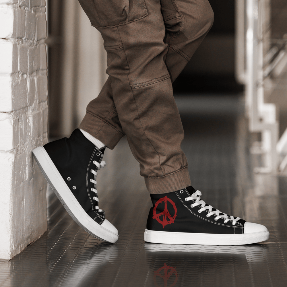 PRINTED DISOBEY CENTER LOGO MEN'S HIGH TOP CANVAS SHOES