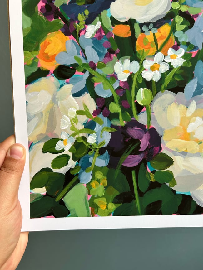 Green Rose Bouquet Print, 11x11"