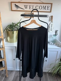 Image 1 of Leather bottom black dress 