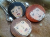 Image of Girl on Wood Pendant with Necklace