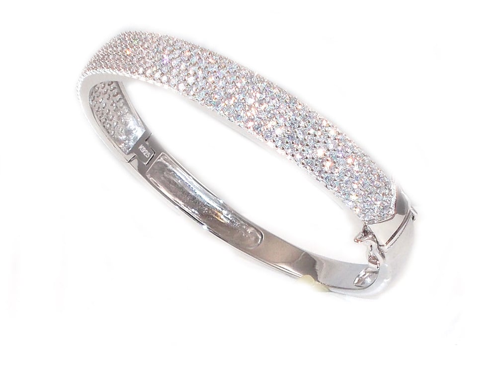 Image of Sterling Silver Cubic Zirconia Bangle Bracelet