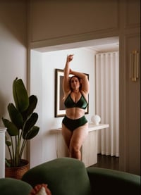 Image 4 of The TOUCH bra & SABBATH knicker in Forest green smooth stretch velvet