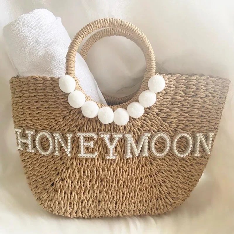 Honeymoon straw bag sale