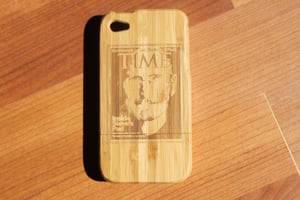 Image of Steve Jobs Time magazine wooden bamboo case for iPhone 4