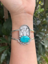 Image 1 of Sterling Silver Nopales Turquoise Cuff