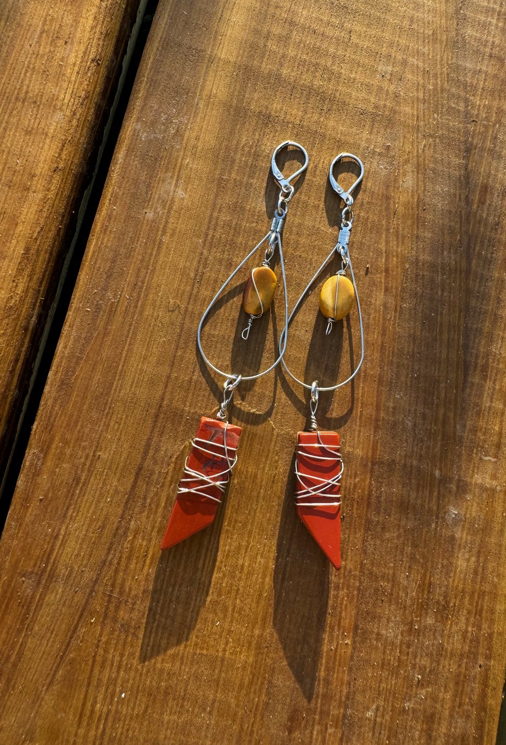 Image of "Call to the Ancestors" Earrings w/ Red Jasper & Mookaite Jasper