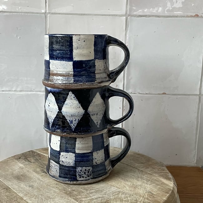 Coffee Mug Blue Squares (3)