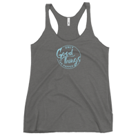 Image 1 of Women's Racerback Tank - Light Blue Logo