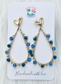 Image 3 of PERIWINKLE CRYSTAL BEADED DANGLES