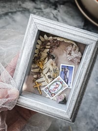 Image 1 of Baby dove 14k vintage crystal rosary, rare pink Himalayan quartz cluster 