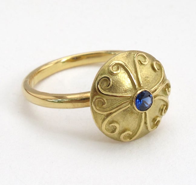 Image of Sapphire Antique Disc Ring 18k 